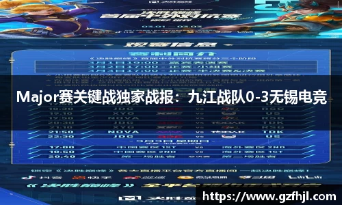 Major赛关键战独家战报：九江战队0-3无锡电竞