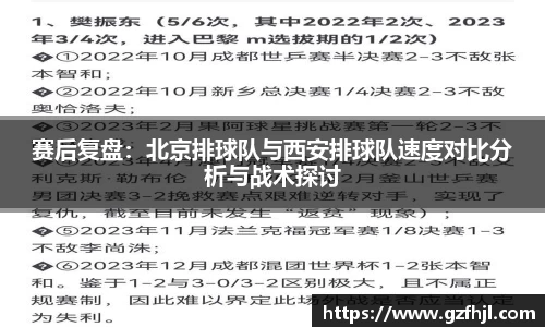 赛后复盘：北京排球队与西安排球队速度对比分析与战术探讨